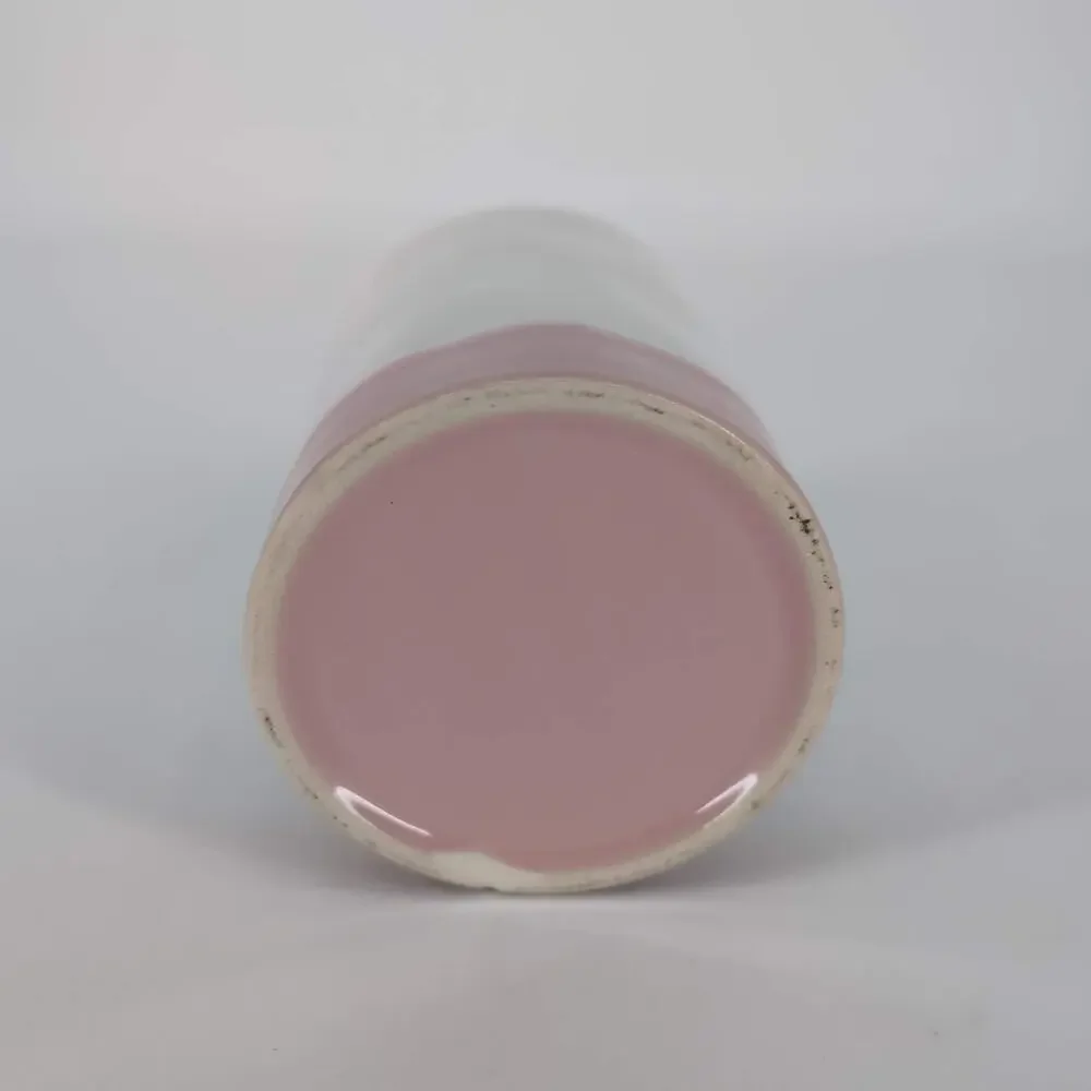 Hug In A Mug White and Pink Two Tone Ceramic Container for Succulents or Candles